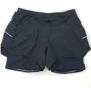 Athleta women 2 and 1 Running layered shorts